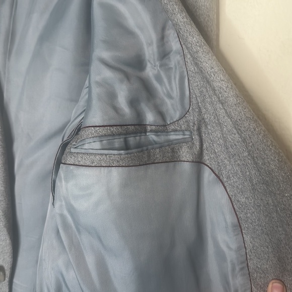 VTG Australia 100% Wool Eagles Clothes Two Button Blazer Chevron Gray Large - Picture 13 of 13